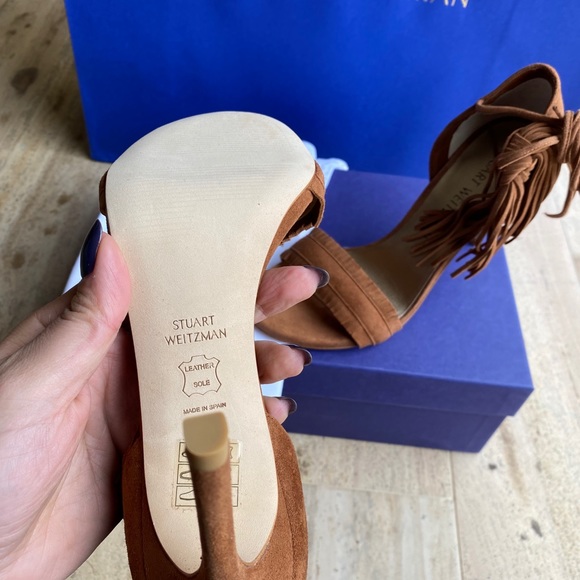 Stuart Weitzman Pompom Suede Sandals Size 5.5 - Picture 4 of 13